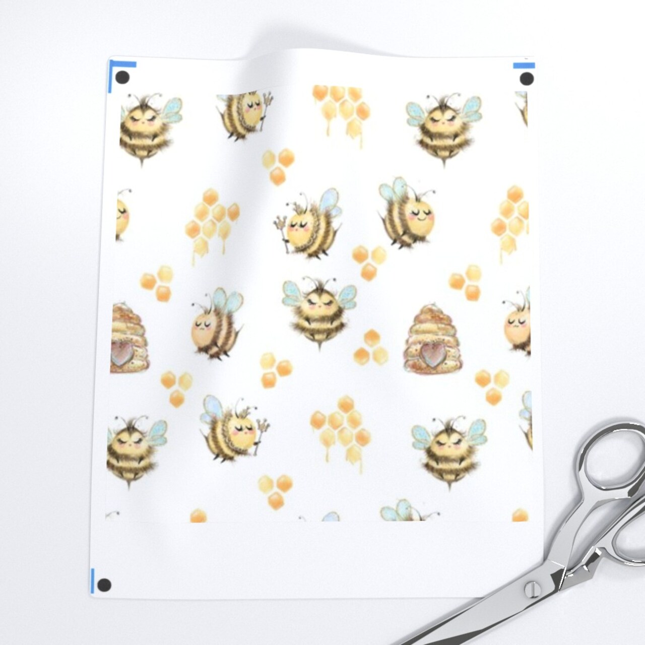 Honey Bee Nature Whimsical Insect Honeycomb Small Scale Custom Printed Fabric by Spoonflower Various Fabrics by the Yard or Fat Quarter